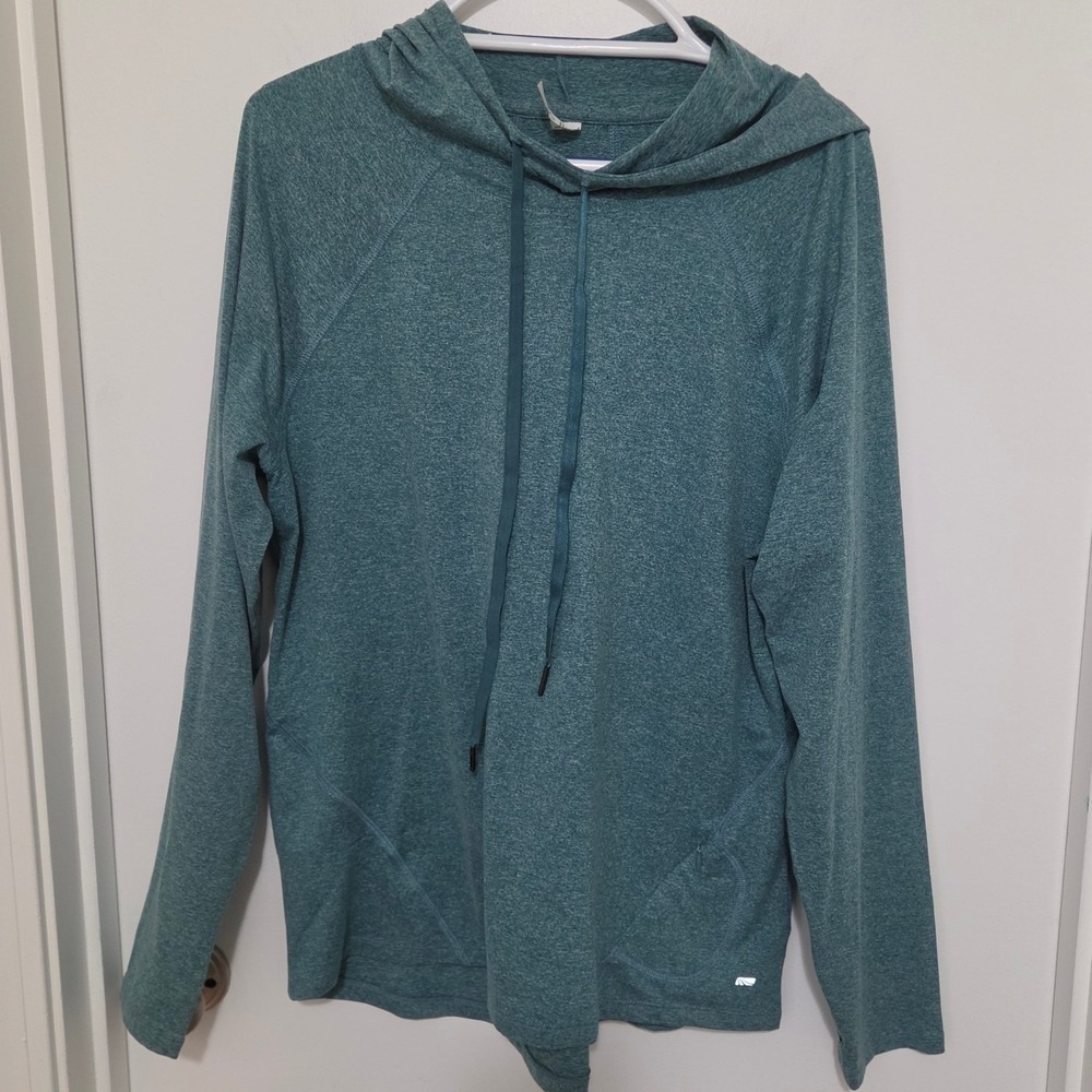 Marika Women Teal Green Heathered Long Sleeve Activewear Hoodie XL